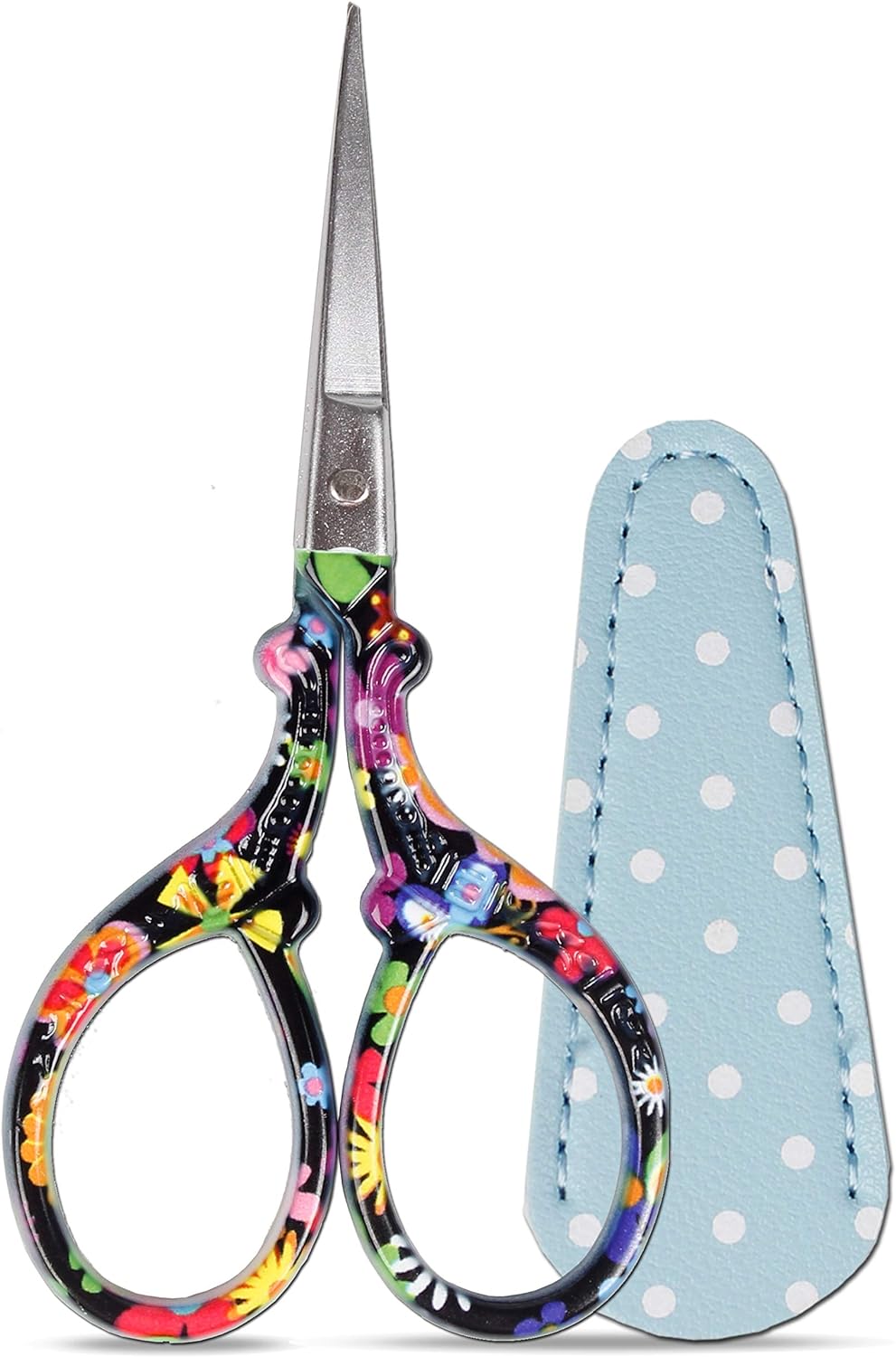 Sewing scissors sharp embroidery crafting threading scissors with leather scissor cover for needlework craft art work manual handicraft diy tool