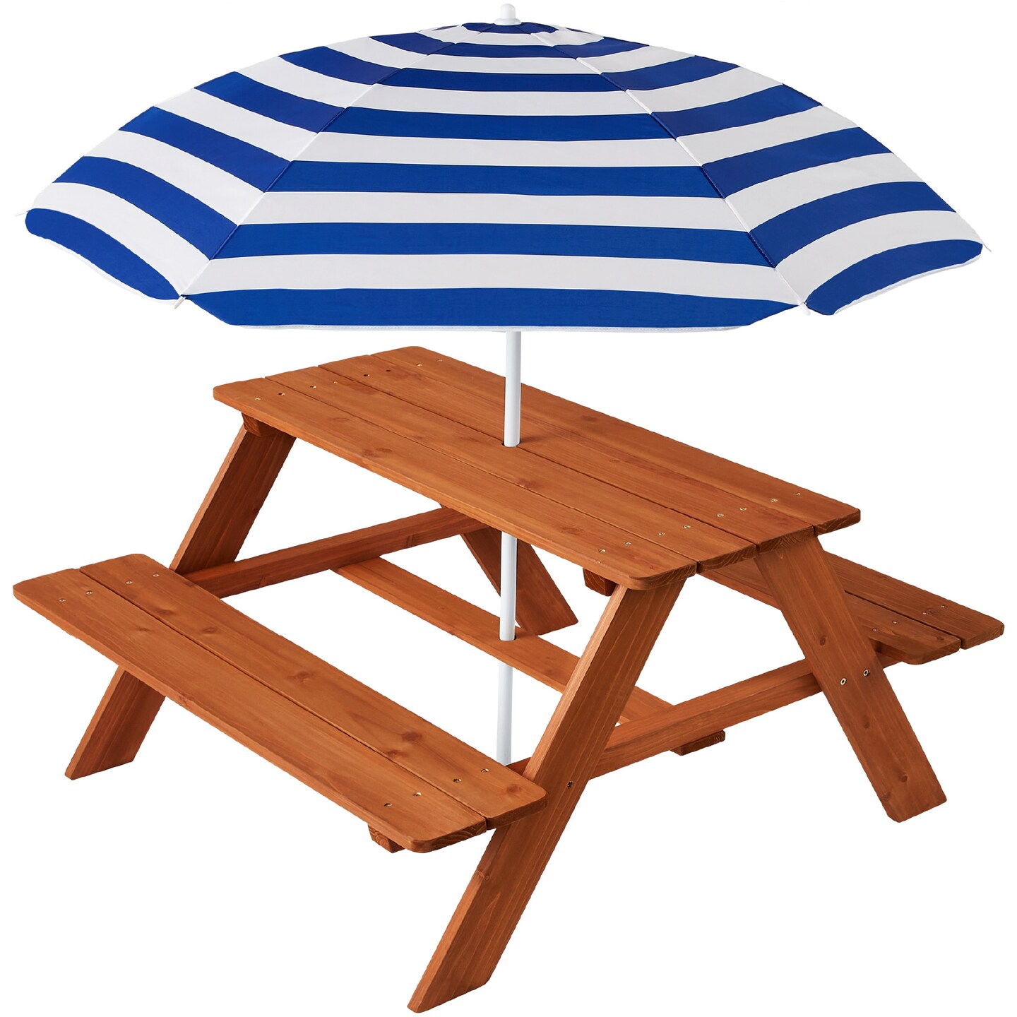 Best Choice Products Kids Wooden Picnic Table, Outdoor Activity Table w/ Adjustable Umbrella, Seats