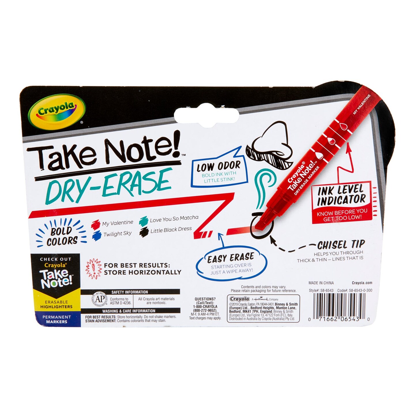 Take Note Chisel Tip Dry Erase Marker, Pack of 4
