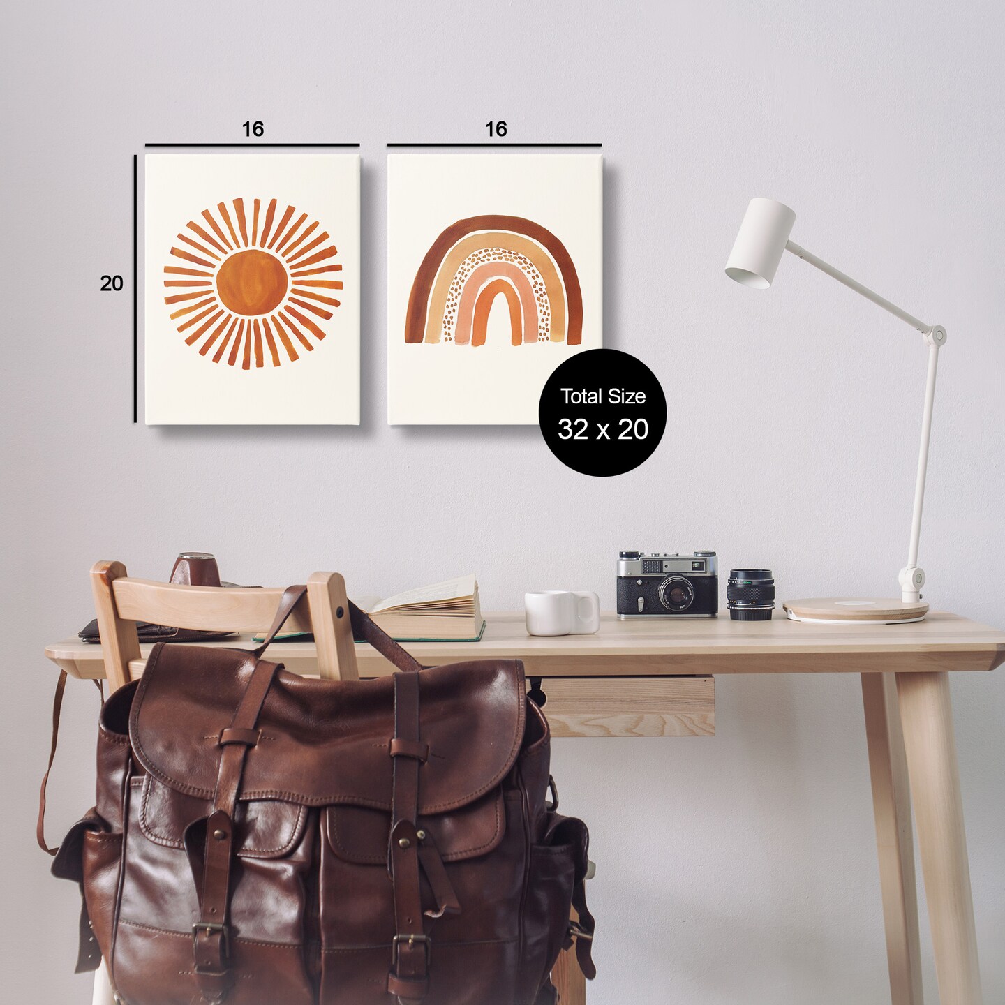 Stupell Industries Orange Sun Patterned Rainbow Boho Canvas Wall Art