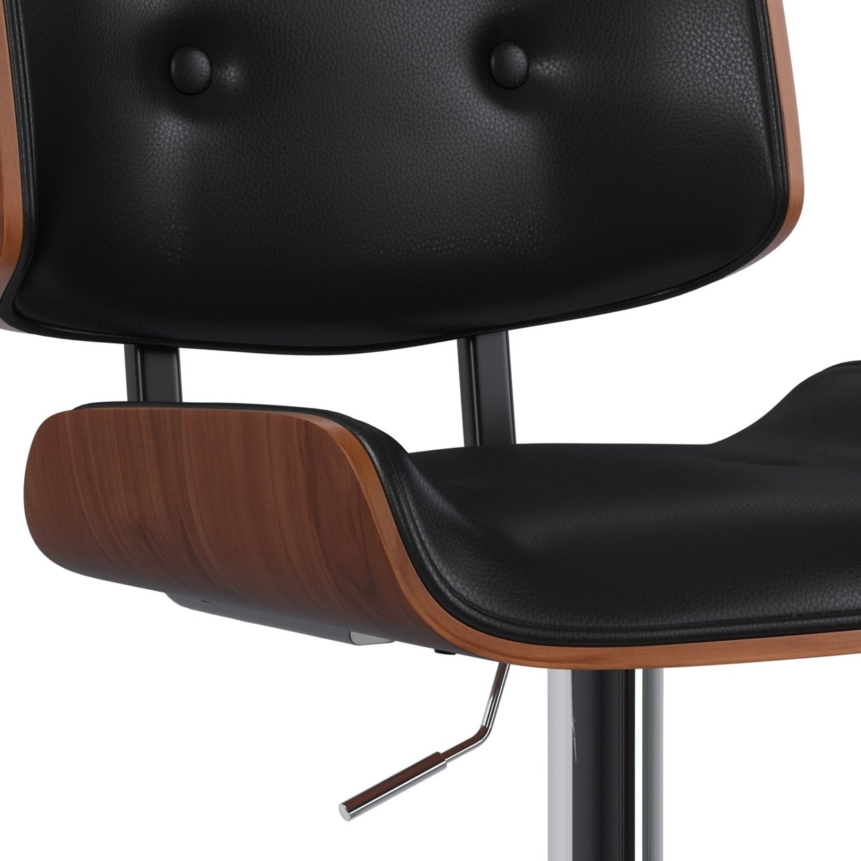 Holland Adjustable Bar Stool Faux Leather Swivel Mid-Century Design Wood Back