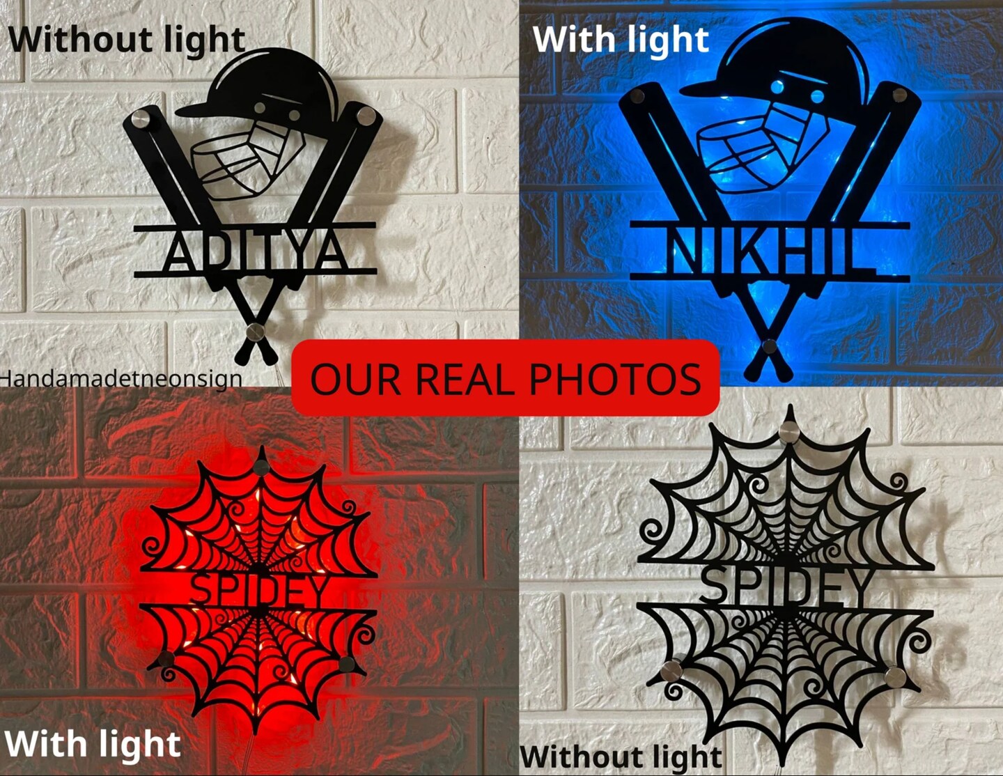 Custom Motorbike Metal Wall Art LED Light, Motorbike Metal Sign, Motorcycle Wall Art Decor, Personalized  Motocross Club Name Sign Decor product 2