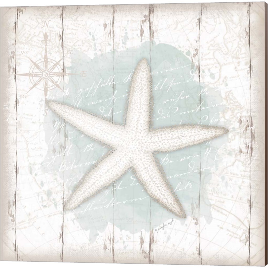 Calming Coastal A by Jennifer Pugh 14" x 14" Canvas Wall Art (Set of 2)