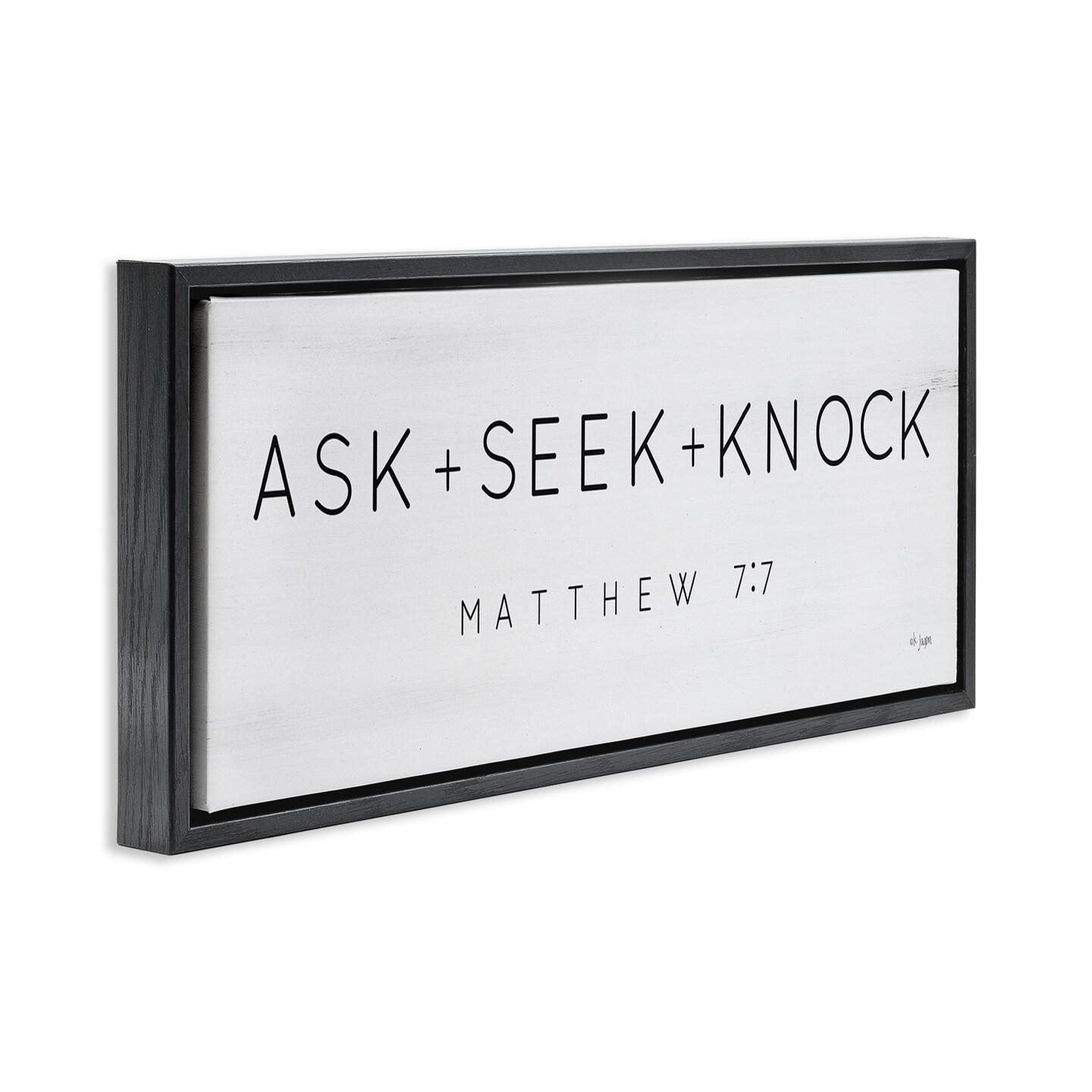 Stupell Industries Ask Seek Knock Minimal Scripture Framed Floater Canvas Wall Art
