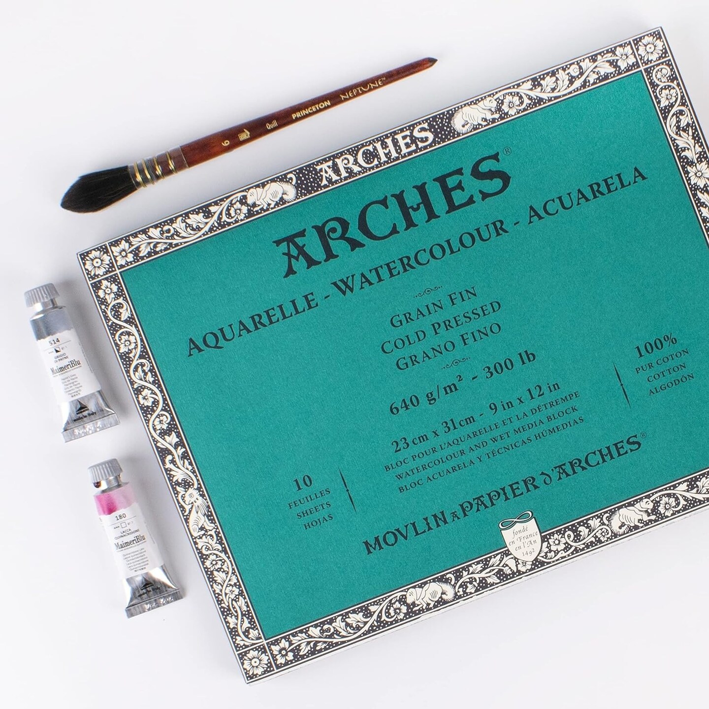 Arches Aquarelle Heavyweight Watercolor Block 9"X12"- 300lb, 10 Sheets