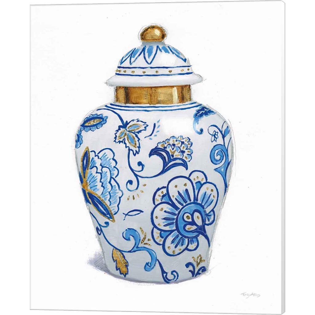 Flora Chinoiserie C by Emily Adams 12" x 15" Canvas Wall Art (Set of 2)