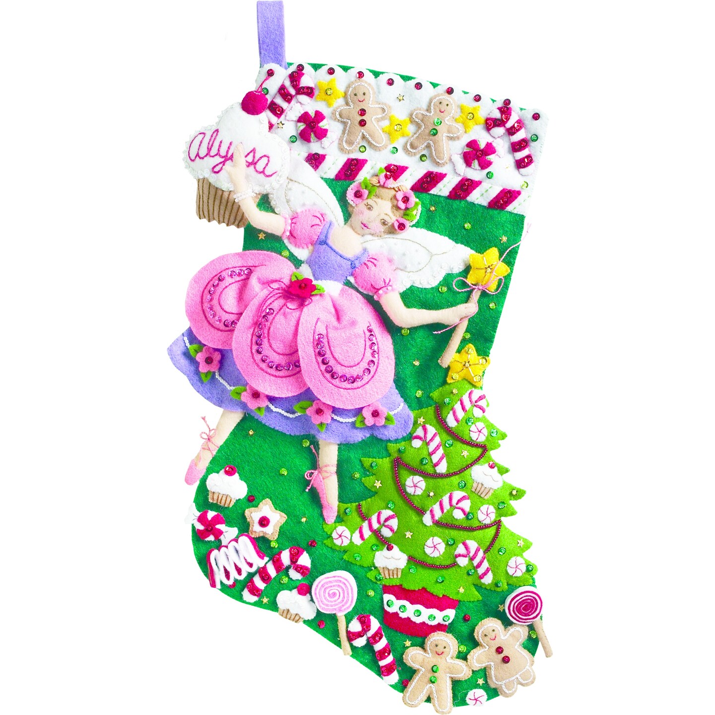 Bucilla Felt Stocking Applique Kit 18&#x22; Long-Sugar Plum Fairy