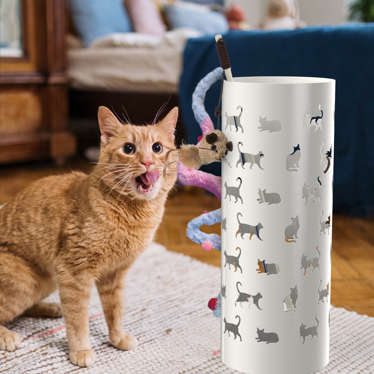 Mango Steam Round Cat Parade Umbrella Stand, 21.75&#x22; Tall