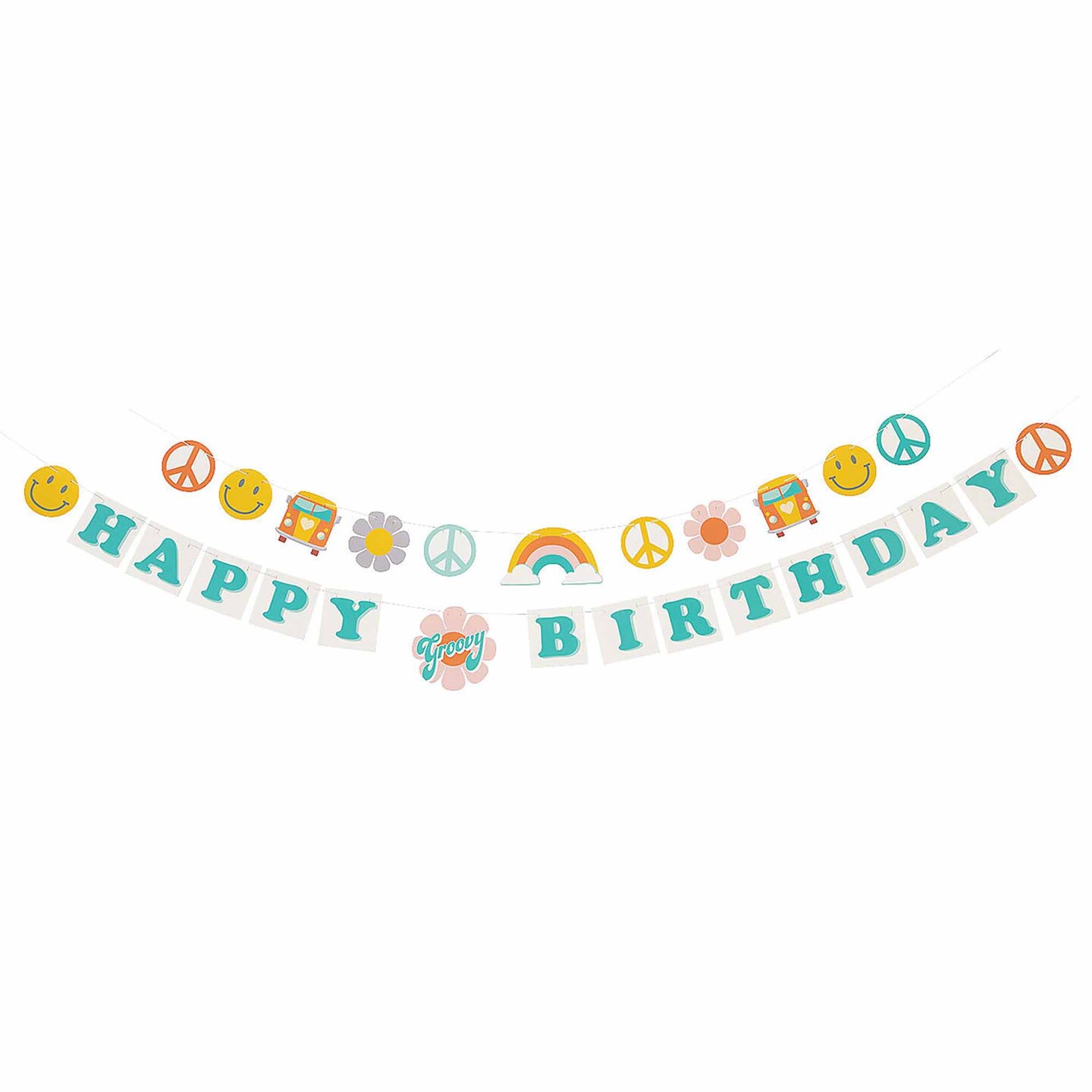 Groovy Party Happy Birthday Garland