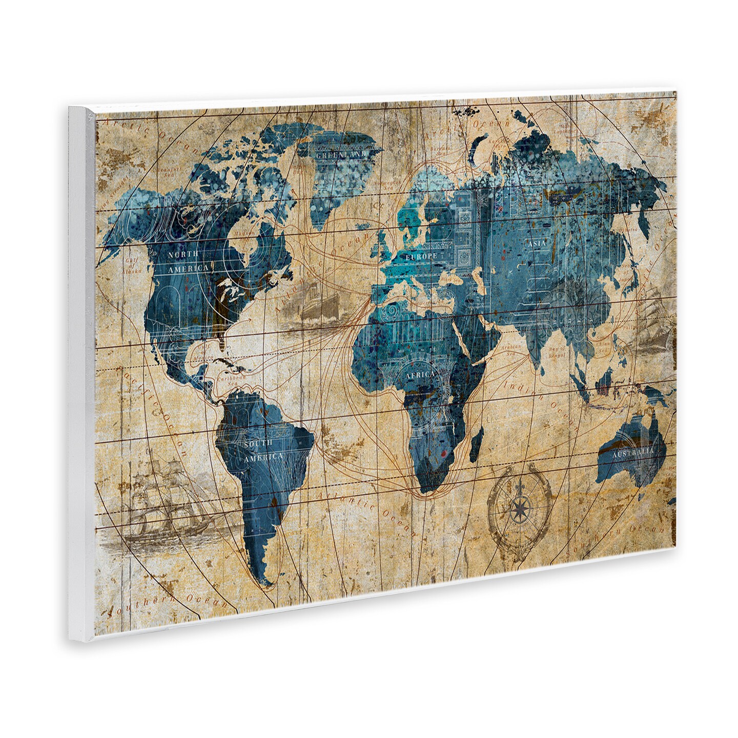 Stupell Industries Vintage Abstract World Map Design Wall Plaque Art