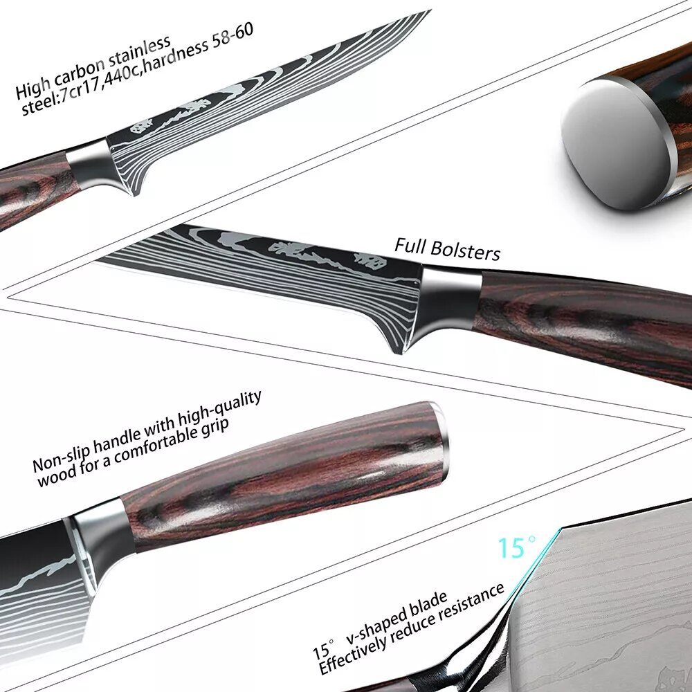 Kitcheniva 7&#x22; Boning Knife Damascus Steel Fillet Knife