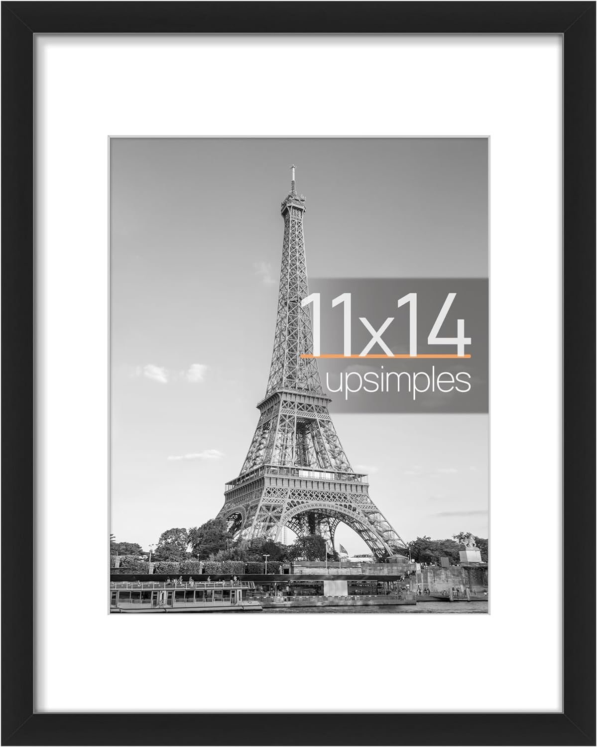 11x14 Picture Frame, Display Pictures 8x10 with Mat or 11x14 Without Mat, Wall Hanging Photo Frame in Black, 1 Pack