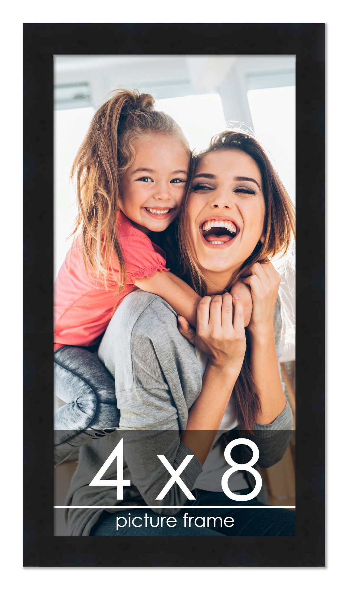 4x8 Solid Wood Picture Frame with UV-Resistant Acrylic & Acid-Free Backing, Available in 6 Finishes: Matte Black, Matte White, Metallic Bronze, Silver, Natural Wood Grain & Mahogany