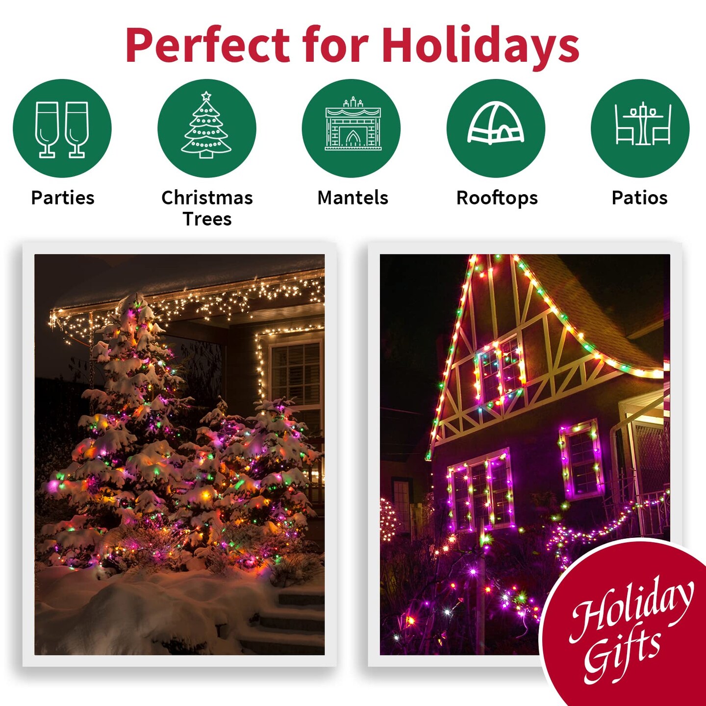 Super-Bright Extendable Orange Purple and Green halloween Lights Decoration 150 Lights 31.9ft UL Certified Mini Bulb String Lights Set for Outdoor Halloween Christmas Tree Garden Holiday Decor