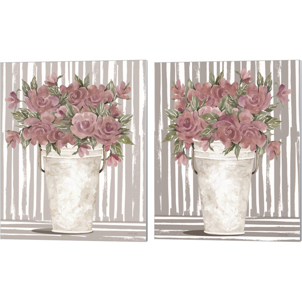 Pink Posies by Cindy Jacobs 12" x 15" Canvas Wall Art (Set of 2)