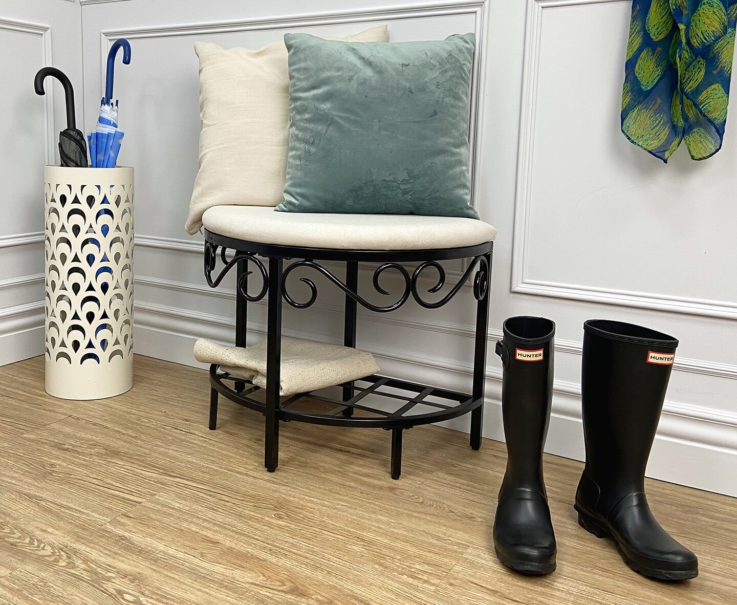 Mango Steam Half Moon Shoe Bench, Vanity Bench