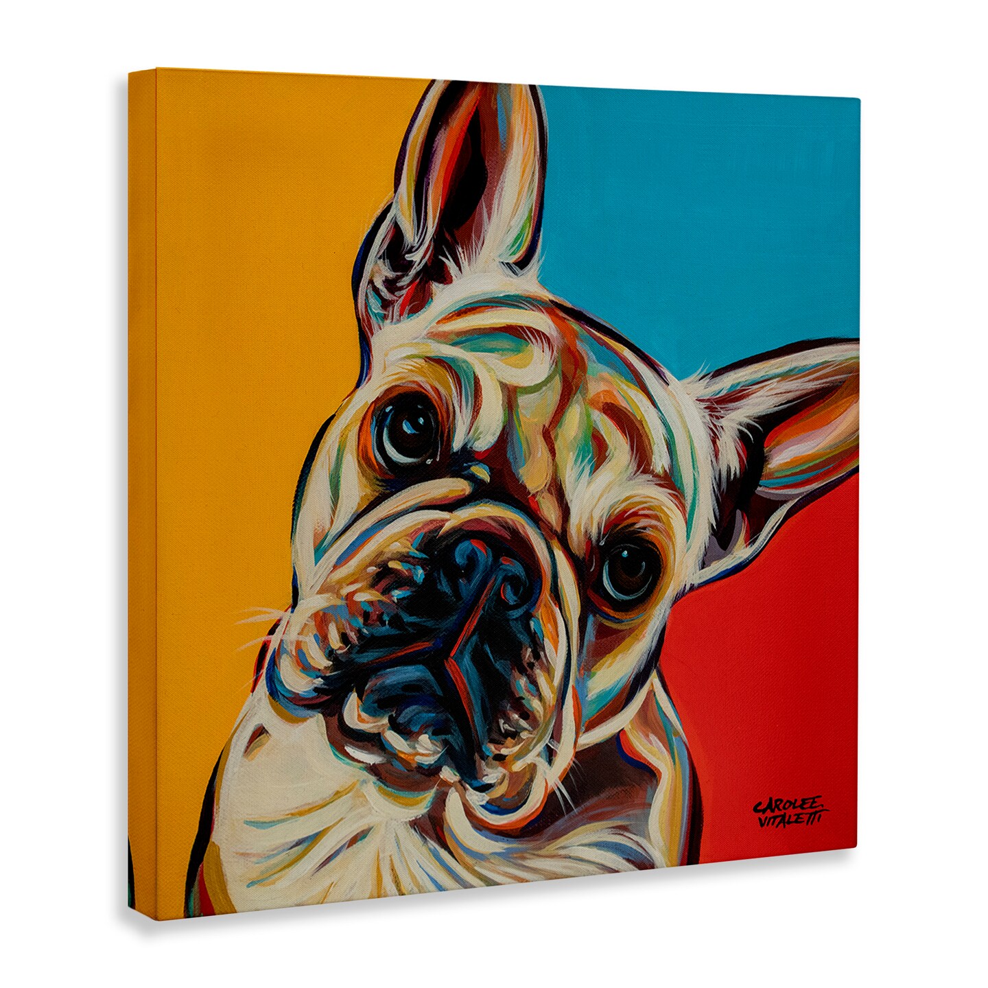 Stupell Industries French Bulldog Pop Portrait Canvas Wall Art