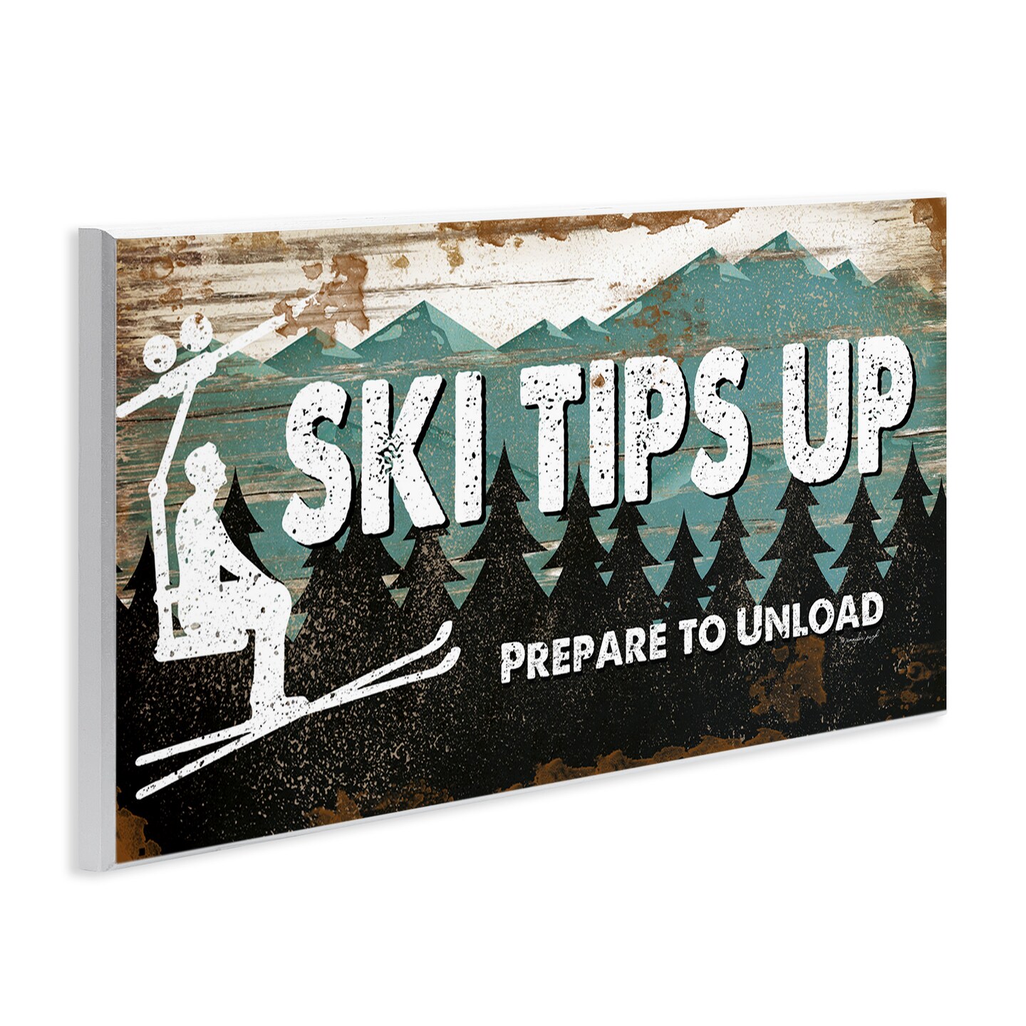 Stupell Industries Winter Rustic Mountain Skiing Wall Plaque Art