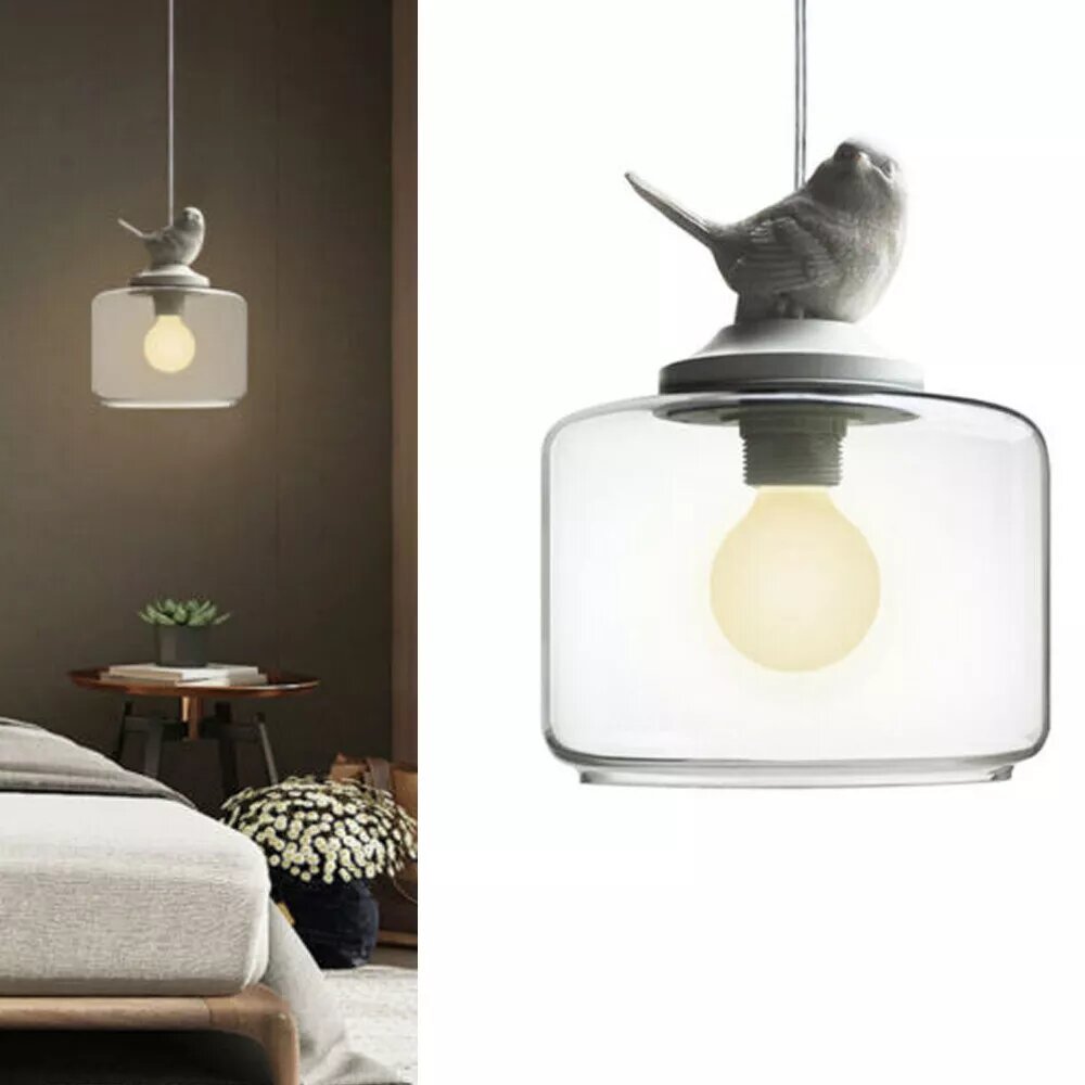 Kitcheniva Modern LED Pendant Light Bird Clear Glass Hanging Fixture
