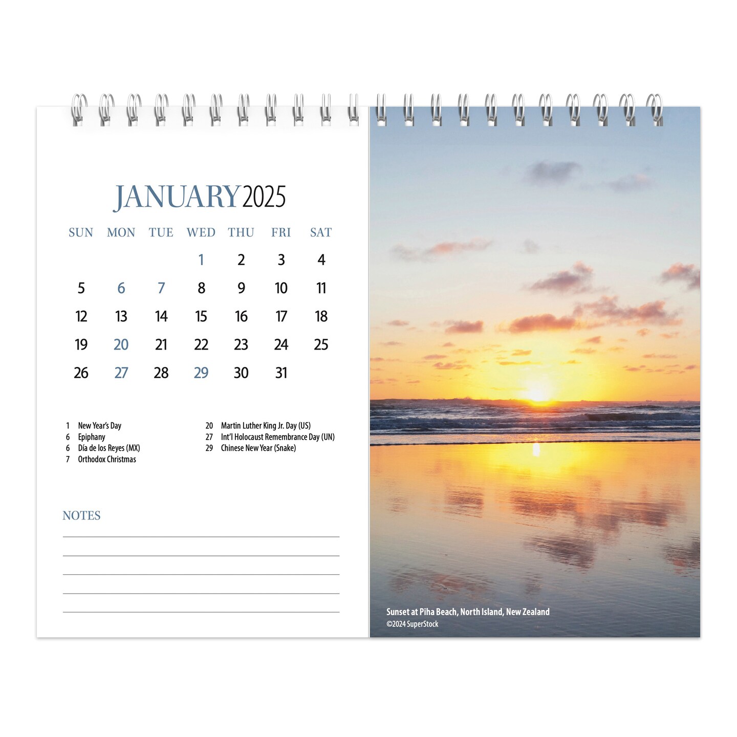 Beaches | 2025 7.5 x 6 Inch Monthly Double-View Easel Desk Calendar | BrownTrout | Travel Nature Tropical