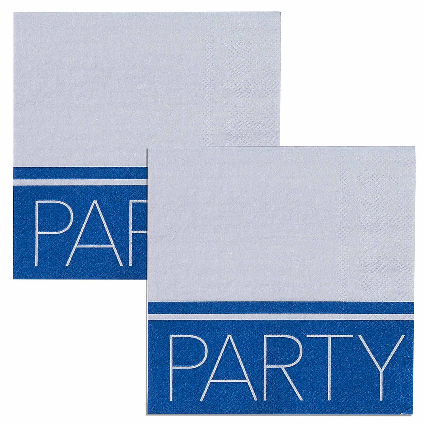 Happy Birthday Party Blue &#x26; Silver Beverage Napkins - 16 Ct.