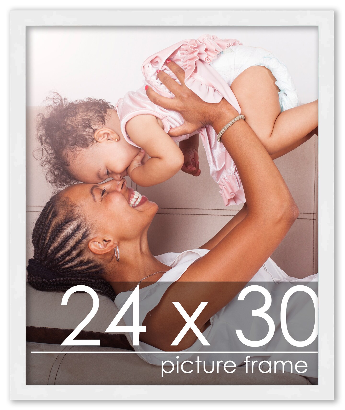 24x30 White Wood Picture Frame - UV Acrylic, Foam Board Backing, Hanging Hardware