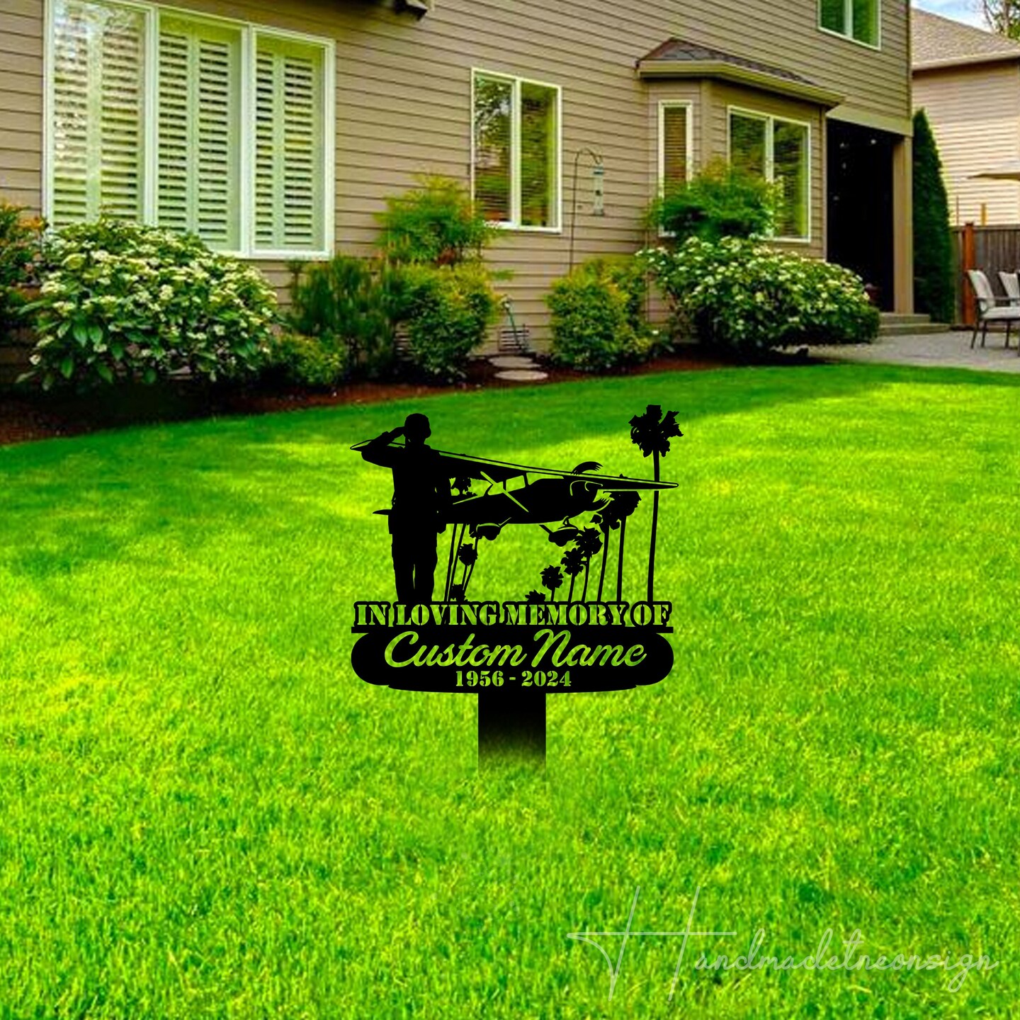 Custom Pilot Memorial Stake, Aviator Metal Stake, Personalized Pilot Outdoor Stake, Pilot Yard Stake, Pilot Memorial Plaque, Gifts For Pilot product 4