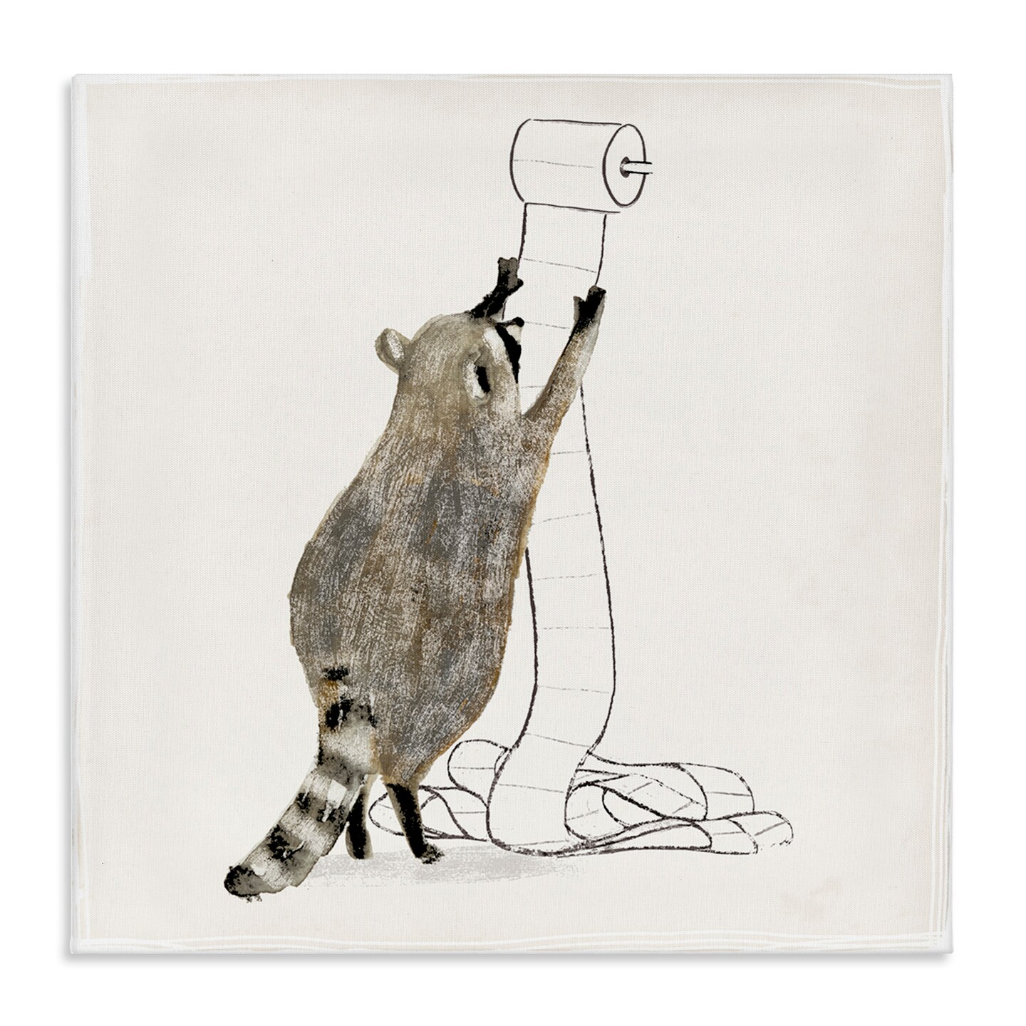 Stupell Industries Raccoon Toilet Paper Hoarder Canvas Wall Art