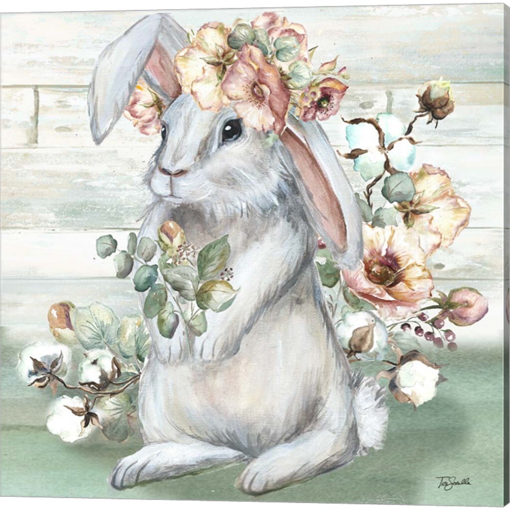 Farmhouse Bunny A by Tre Sorelle Studios 14" x 14" Canvas Wall Art (Set of 2)