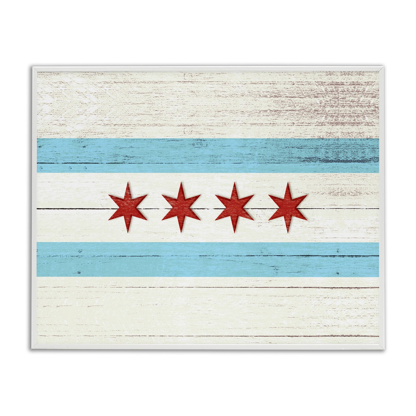 Stupell Industries Chicago Flag Distressed Style Framed Giclee Art