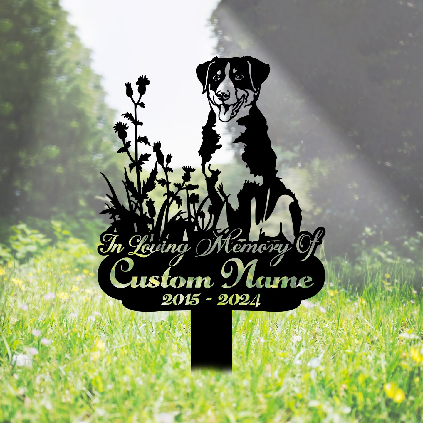 Custom Appenzeller Sennenhund Dog Memorial Stake, Pet Grave