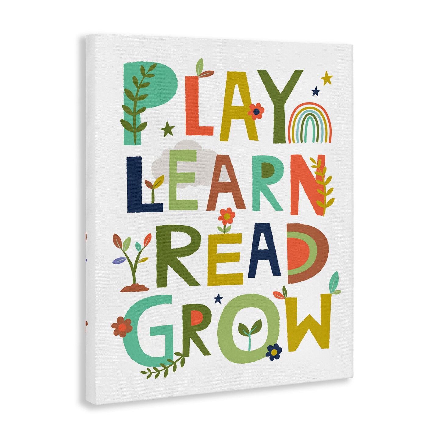Stupell Industries Play Learn Read Grow Typography Canvas Wall Art