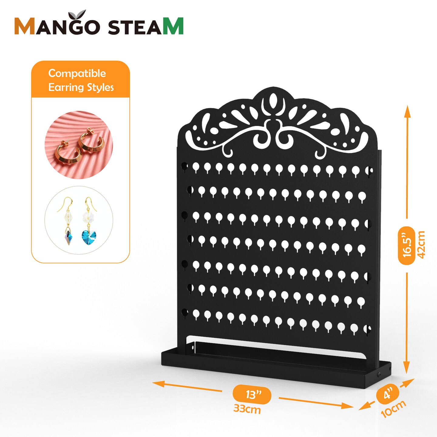 Mango Steam Slim Profile Wall-Mounted Jewelry &#x26; Earring Organizer