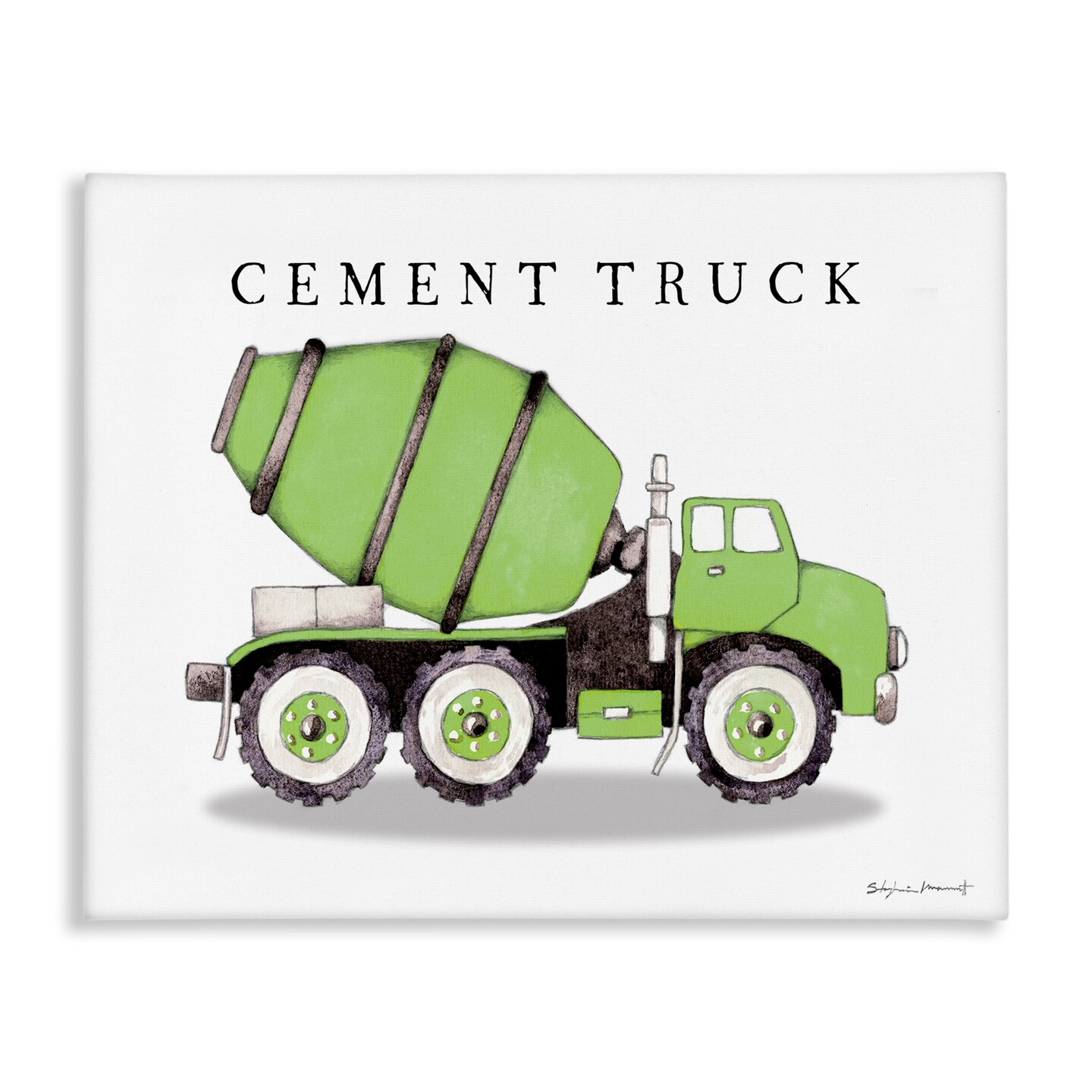 Stupell Industries Green Cement Truck Construction Canvas Wall Art