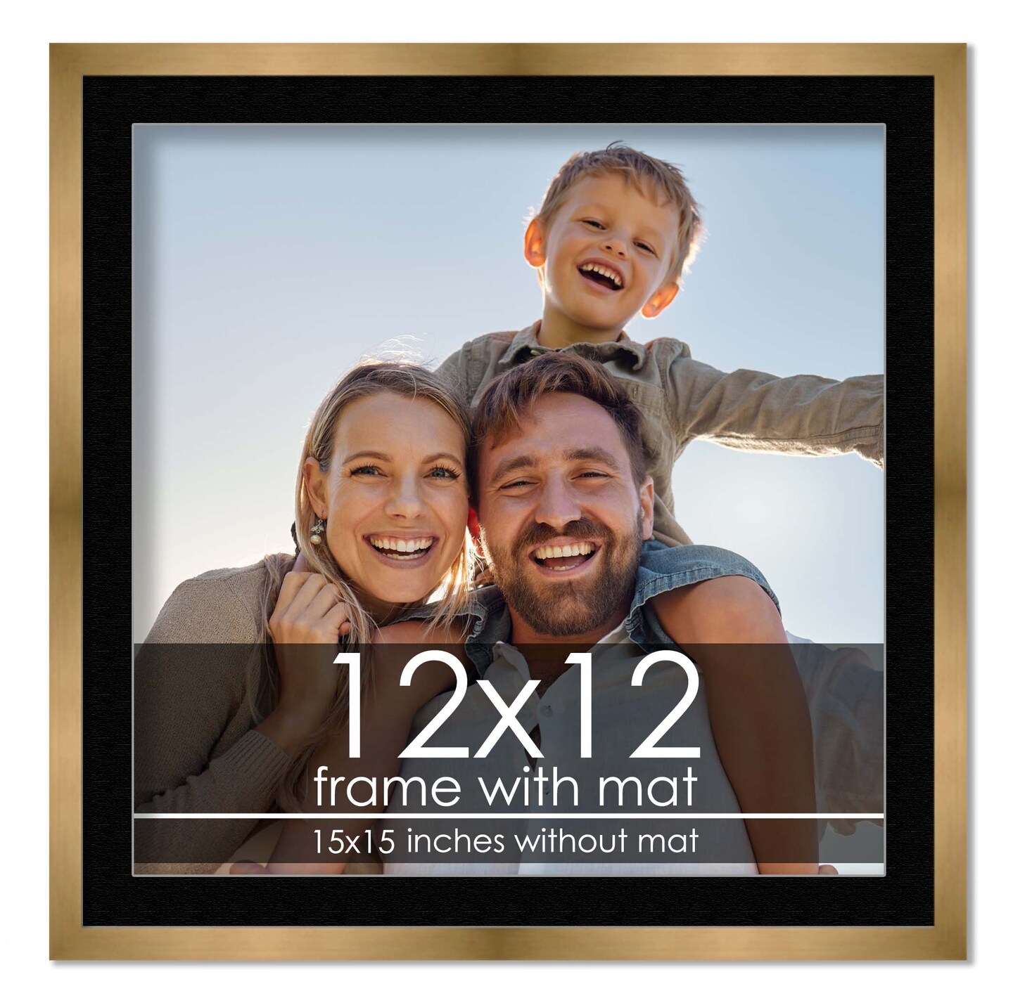 12x12 Frame with Mat - Bronze 15x15 Frame Wood Made to Display Print or Poster Measuring 12 x 12 Inches with Black Photo Mat