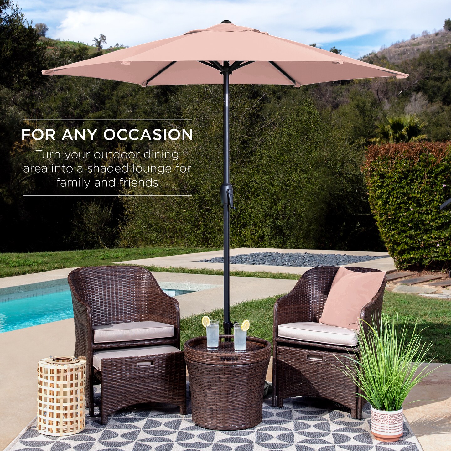 Best Choice Products 7.5ft Heavy-Duty Outdoor Market Patio Umbrella w/ Push Button Tilt, Easy Crank
