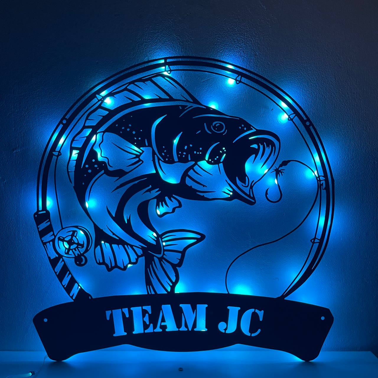 Custom Fishing Metal Wall Art LED Light, Fisherman Metal Sign