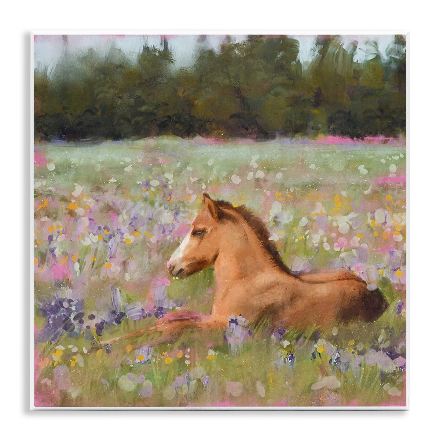 Stupell Industries Foal Horse Lounging Flower Meadow Wall Plaque Art