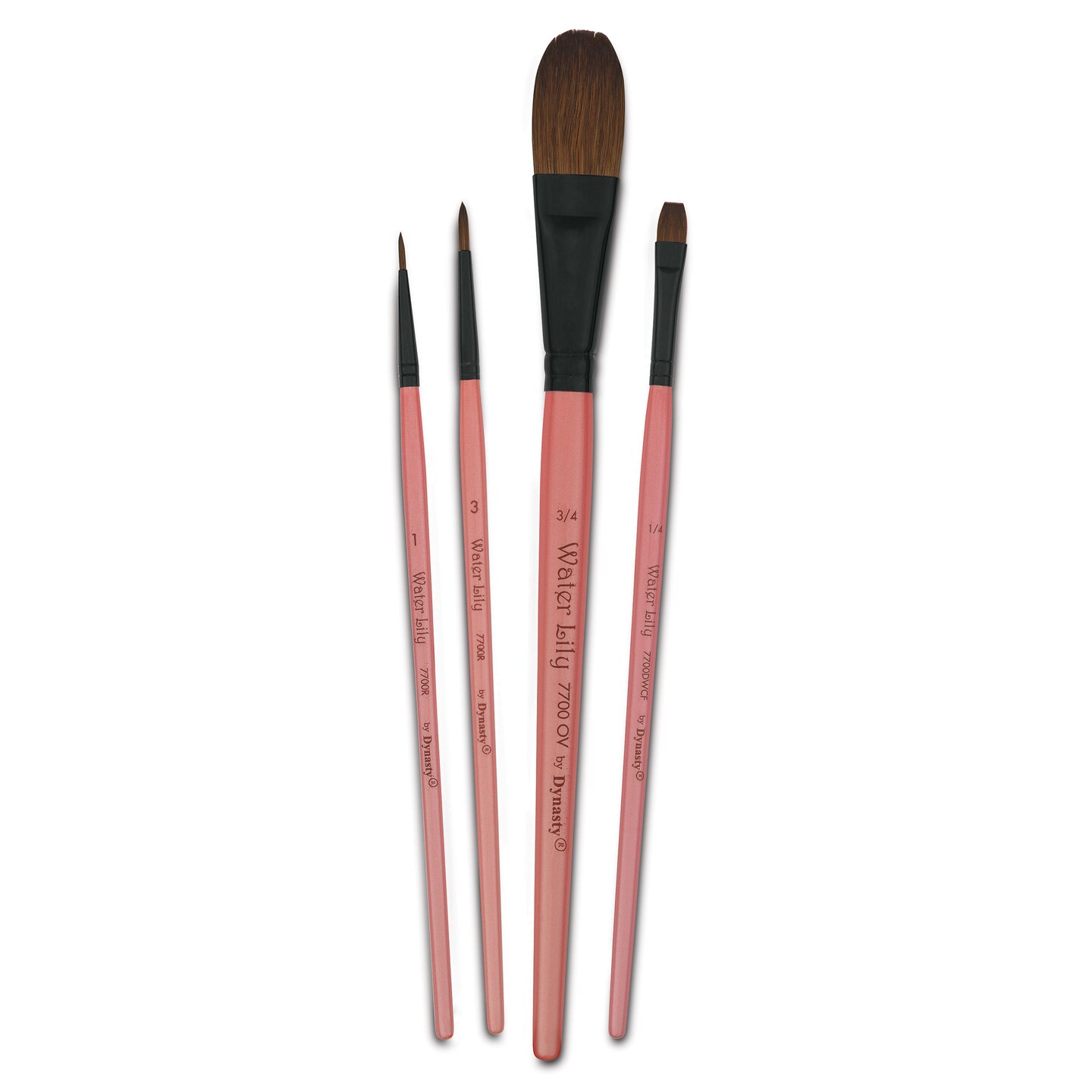 Dynasty Water Lily Watercolor Brushes - Set 1, Short Handle, Set of 4