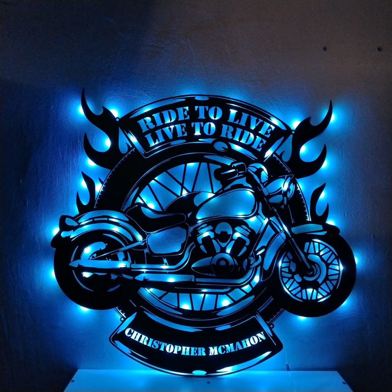 Custom Motorbike Metal Wall Art LED Light, Motorbike Metal Sign, Motorcycle Wall Art Decor, Personalized  Motocross Club Name Sign Decor product 4