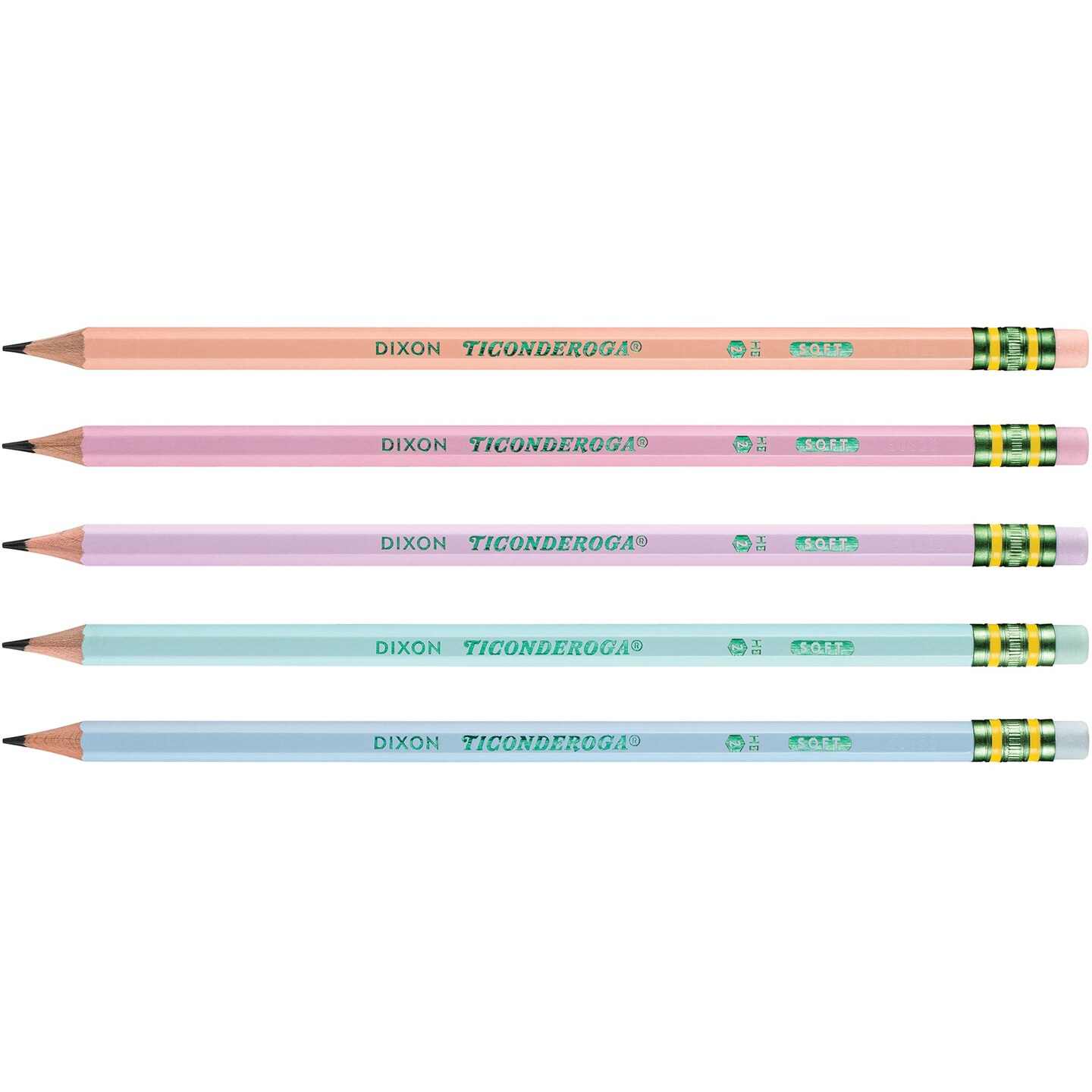10ct No2 Pastel Pencils Ticonderoga 5 Assorted Colors