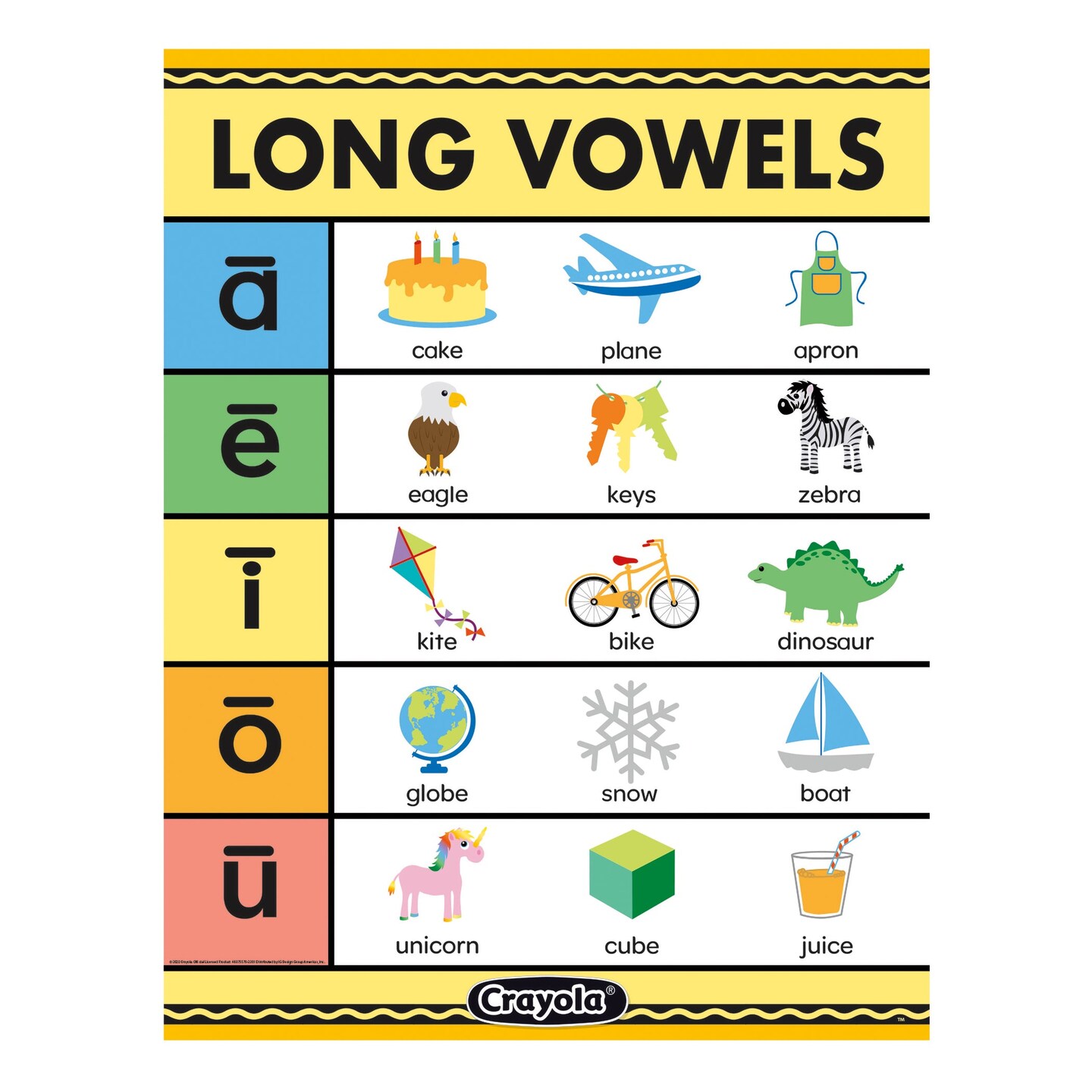 Crayola&#xAE; Long Vowels Chart, 17&#x22; x 22&#x22;