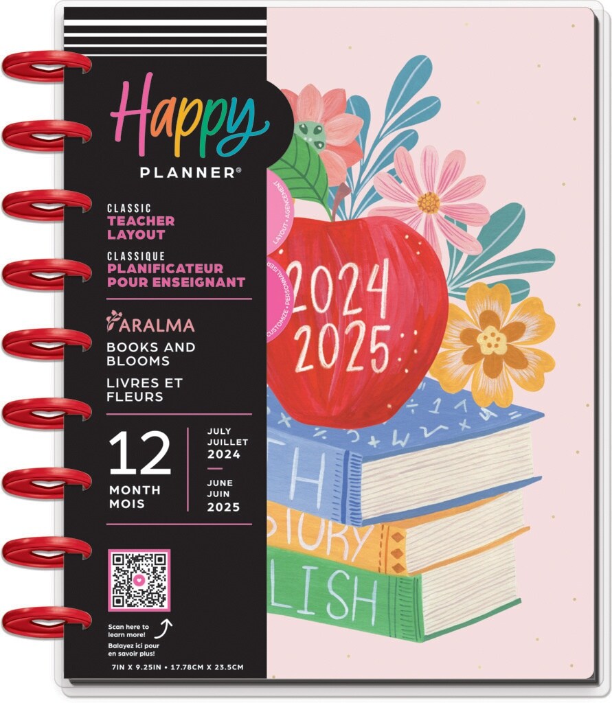 Happy Planner Classic Teacher 12-Month Planner-Books &#x26; Blooms; July &#x27;24 - June &#x27;25