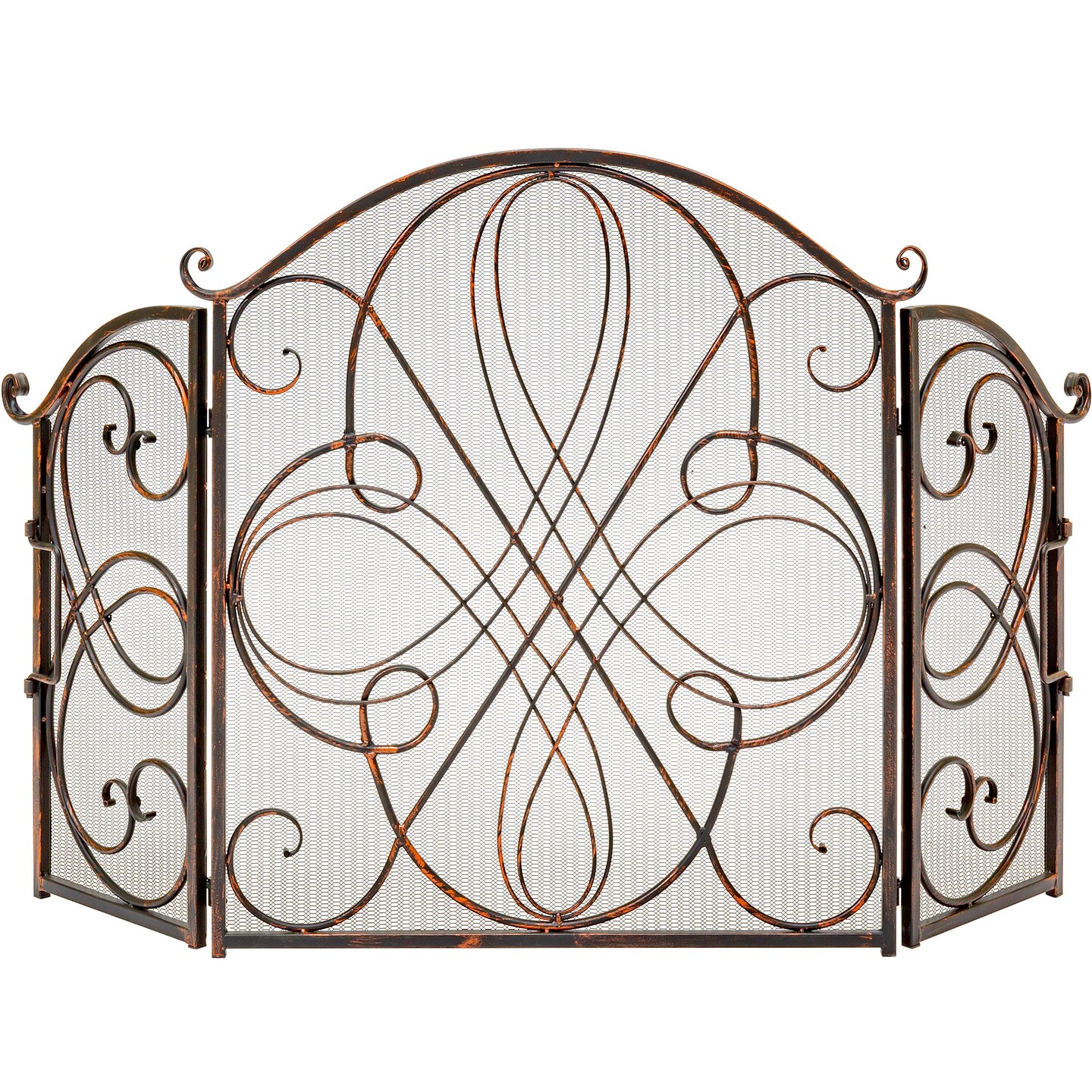 Best Choice Products 3-Panel 55x33in Wrought Iron Fireplace Safety Screen Decorative Scroll Spark Guard Cover