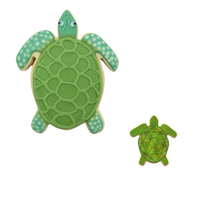 Sea Turtle Cookie Cutter 2 Pc Set. USA Tin Plate Steel - By CookieCutter.Com