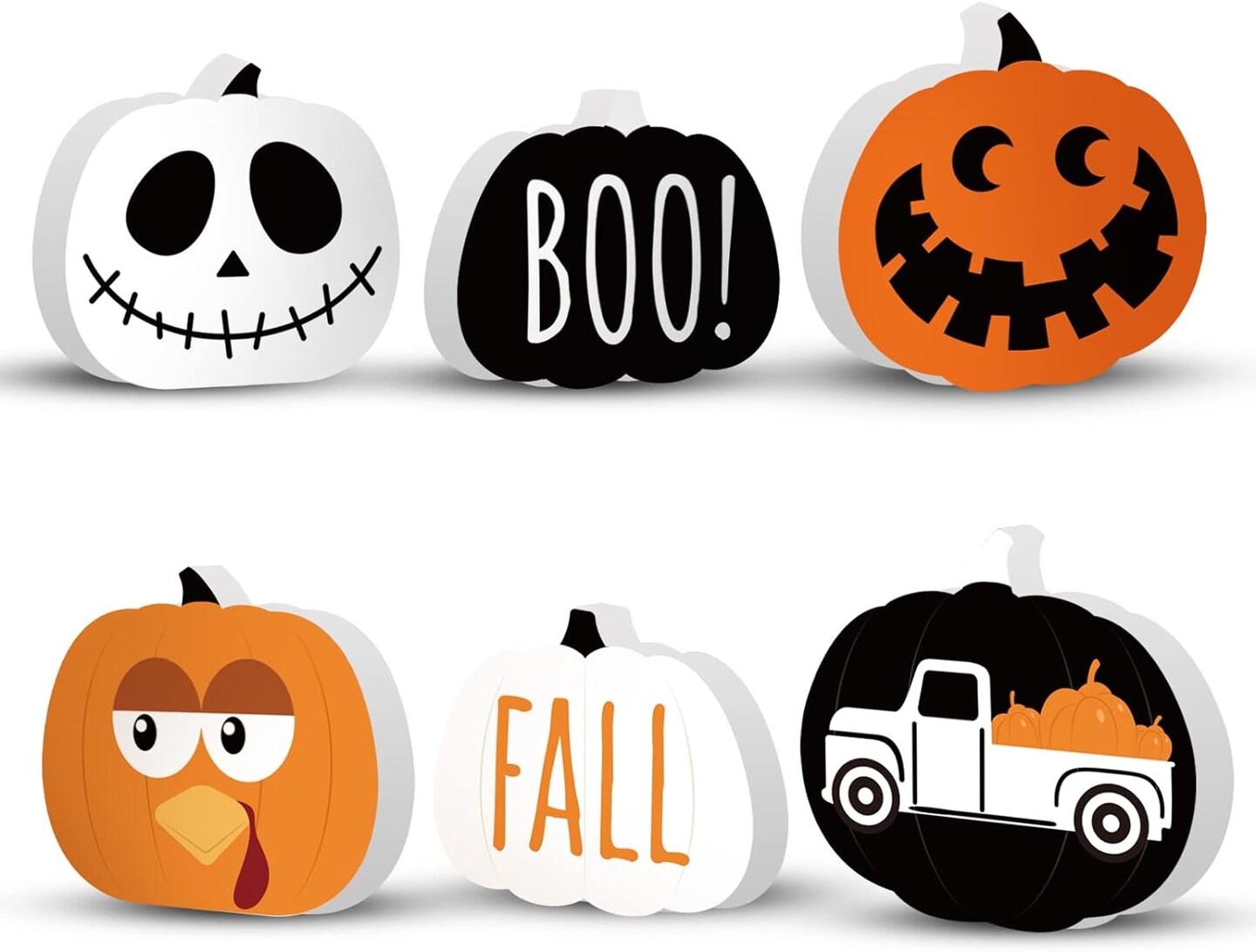 Fall Halloween Table Decorations Indoor, 3pcs Reversible Halloween Tiered Tray Decor, Fall Pumpkin Kitchen Desk Decor for Home School Office, Double-Sided Painted, Freestanding Wooden Sign