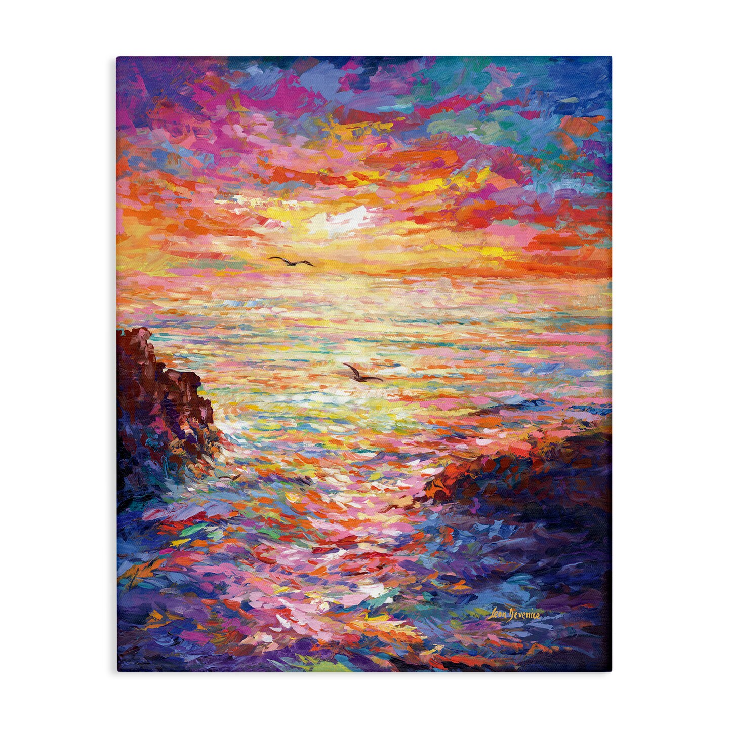 Stupell Industries Vibrant Abstract Ocean Sunset Canvas Wall Art