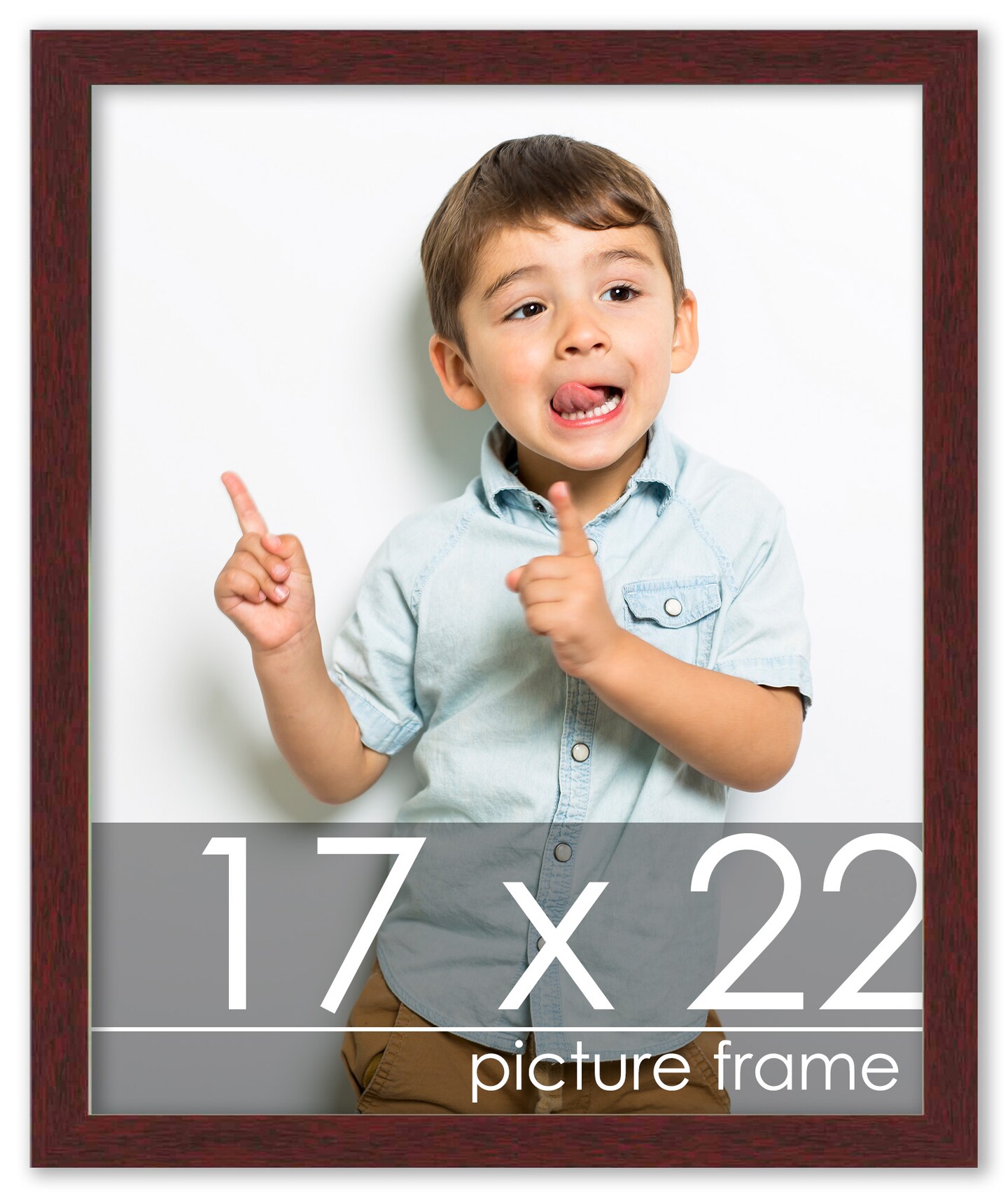 17x22 Solid Wood Picture Frame with UV-Resistant Acrylic & Acid-Free Backing, Available in 6 Finishes: Matte Black, Matte White, Metallic Bronze, Silver, Natural Wood Grain & Mahogany