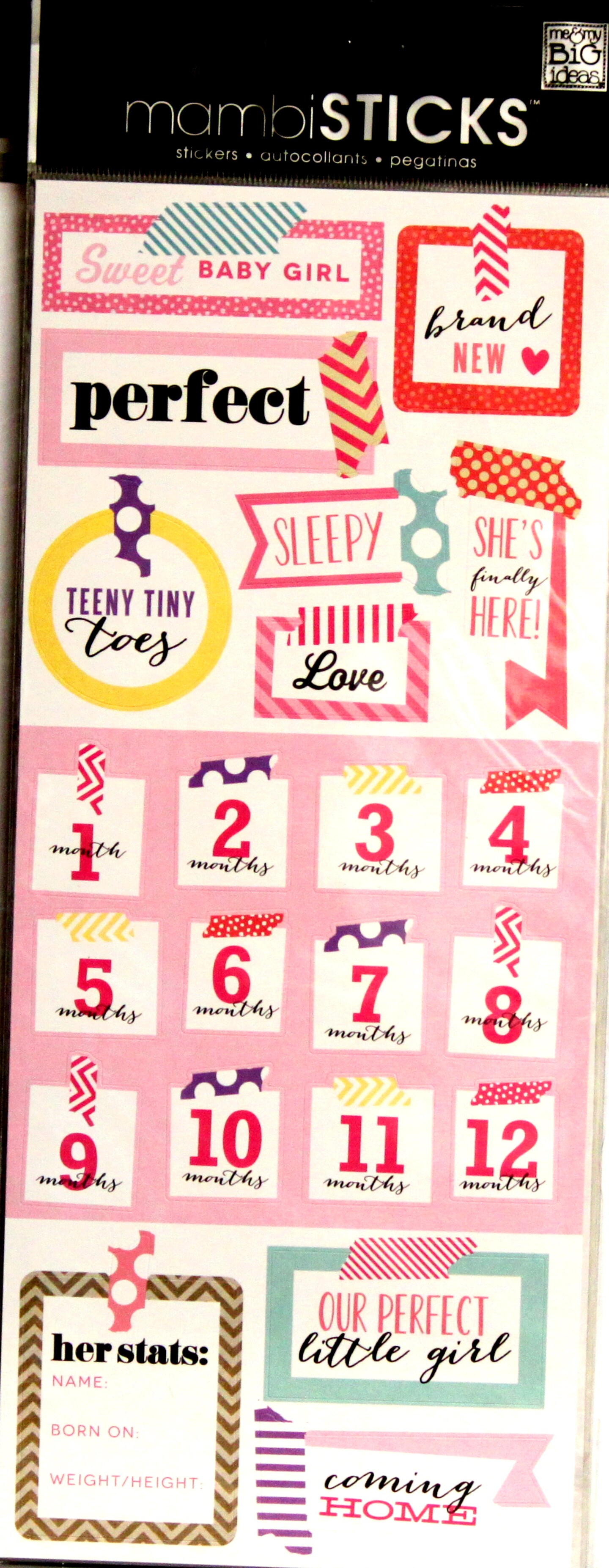 Me &#x26; My Big Ideas Mambi Sticks Baby Girl Stats Stickers