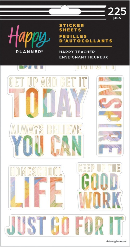 Happy Planner Sticker Sheets 5/Sheets-Happy Teacher, 225 Pieces